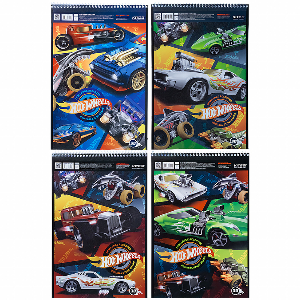 Альбом для малювання Kite Hot Wheels спіраль 30 аркушів 4 дизайни (HW21-243) - зображення 1