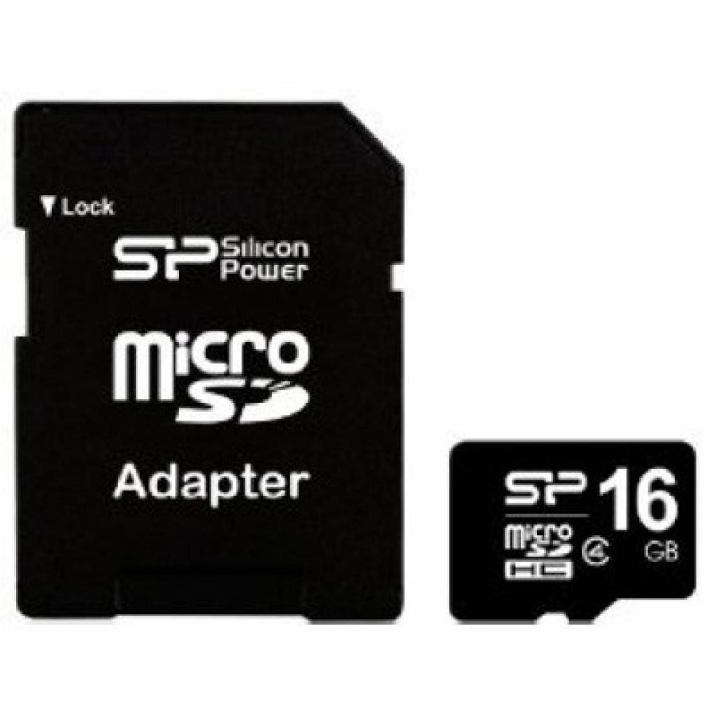 Карта пам'яті Silicon Power 16Gb microSDHC class 4 (SP016GBSTH004V10-SP) - зображення 1