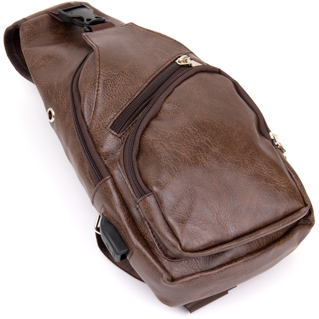 Сумка Vintage Крос боді смарт зі шкірозамінника Коричнева (20572) - зображення 4