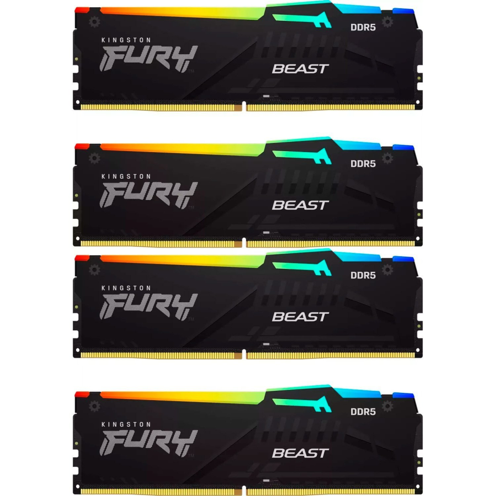 Модуль пам'яті для комп'ютера DDR5 128GB (4x32GB) 5600 MHz Beast RGB XMP Kingston Fury (ex.HyperX) (KF556C40BBAK4-128) - зображення 1