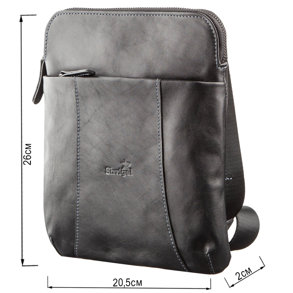 Сумка Shvigel З вінтажної шкіри Чорна (11177) - зображення 3