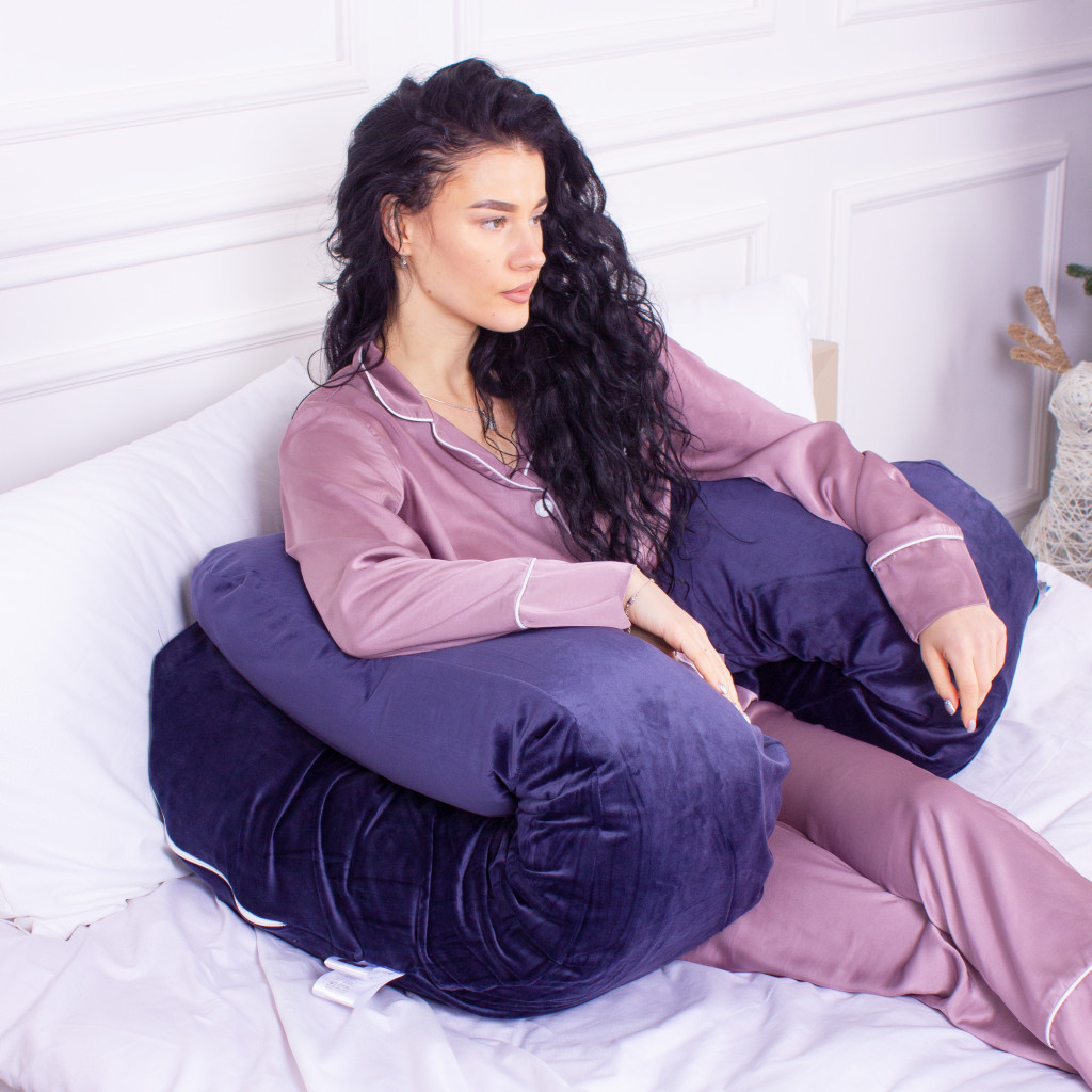 Подушка MirSon для вагітних та відпочинку Velvet Line №8020 U-подібна Navy blue (2200006178521) - изображение 4