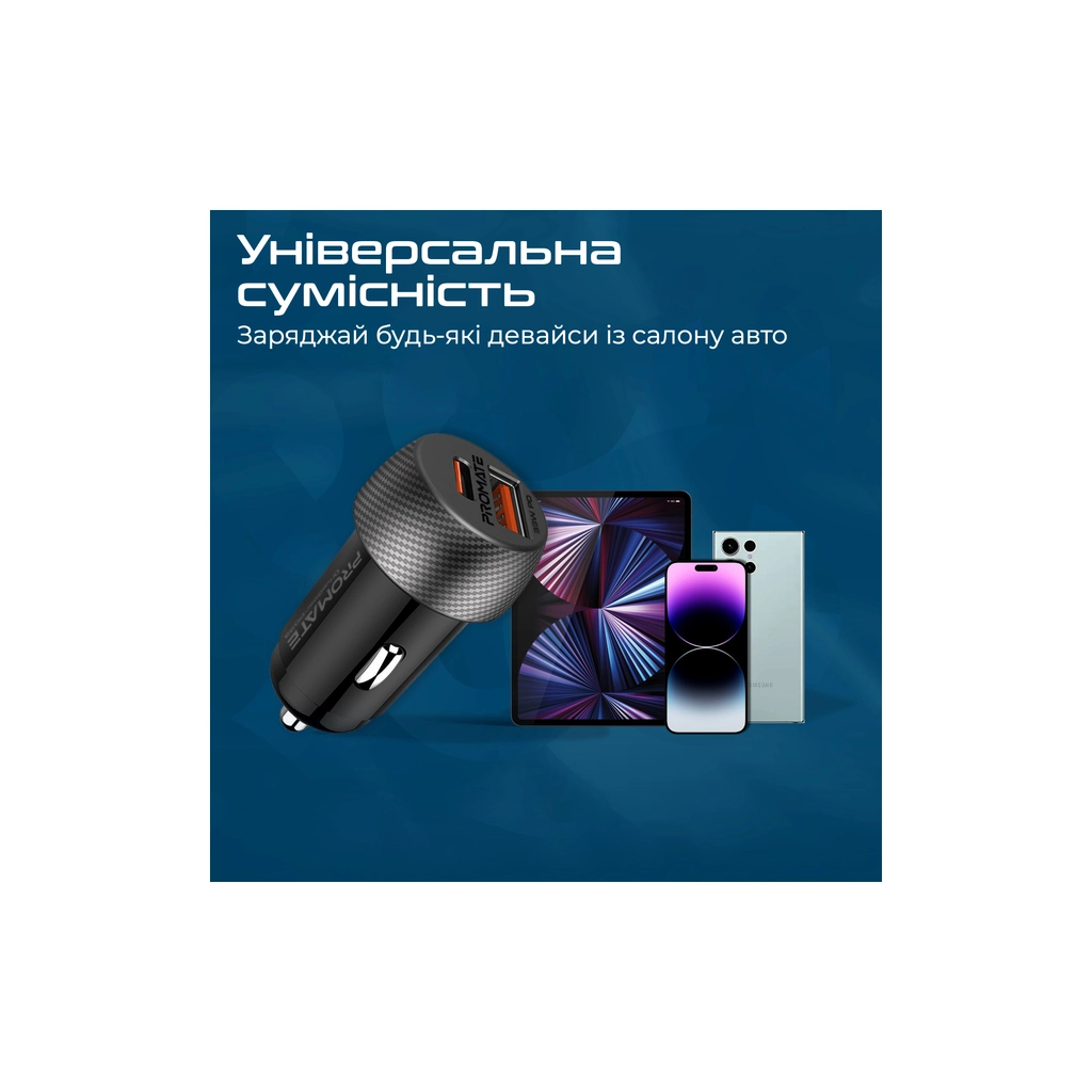 Зарядний пристрій Promate drivegear-pd33 USB-C PD33W + USB-A QC3.0 Black (drivegear-pd33) - зображення 7