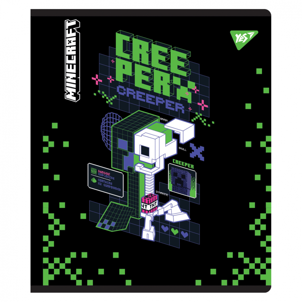 Зошит Yes Minecraft. Black 12 аркушів коса лінія (767502) - зображення 2