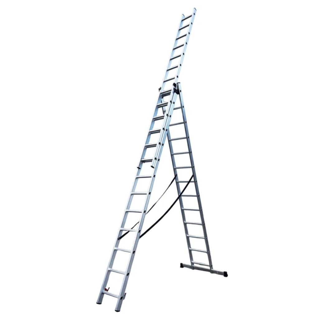 Драбина GTM 3-секції, розкладна, 3*13сх. 3,53-8,93м (KME313) - зображення 1
