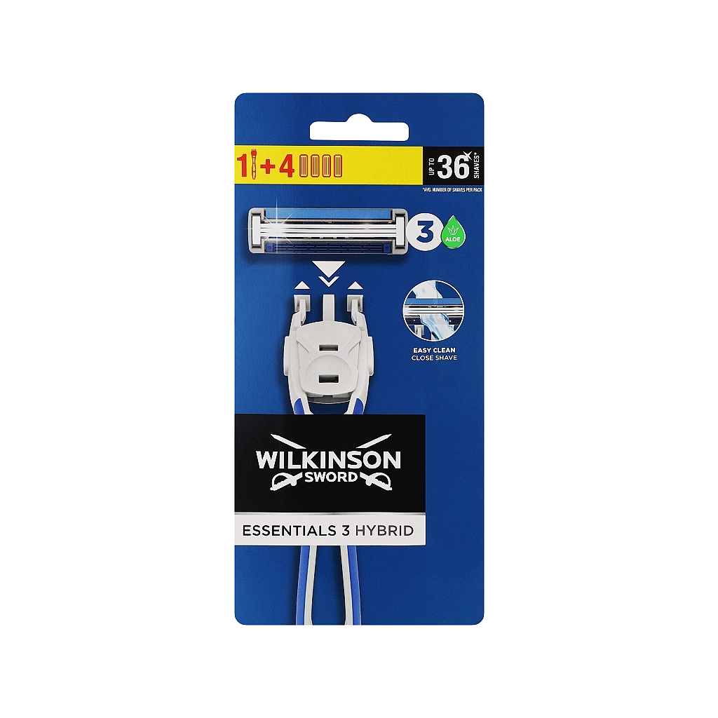 Бритва Wilkinson Sword Essentials 3 Hybrid 1+4 шт. (4027800513505) - зображення 1