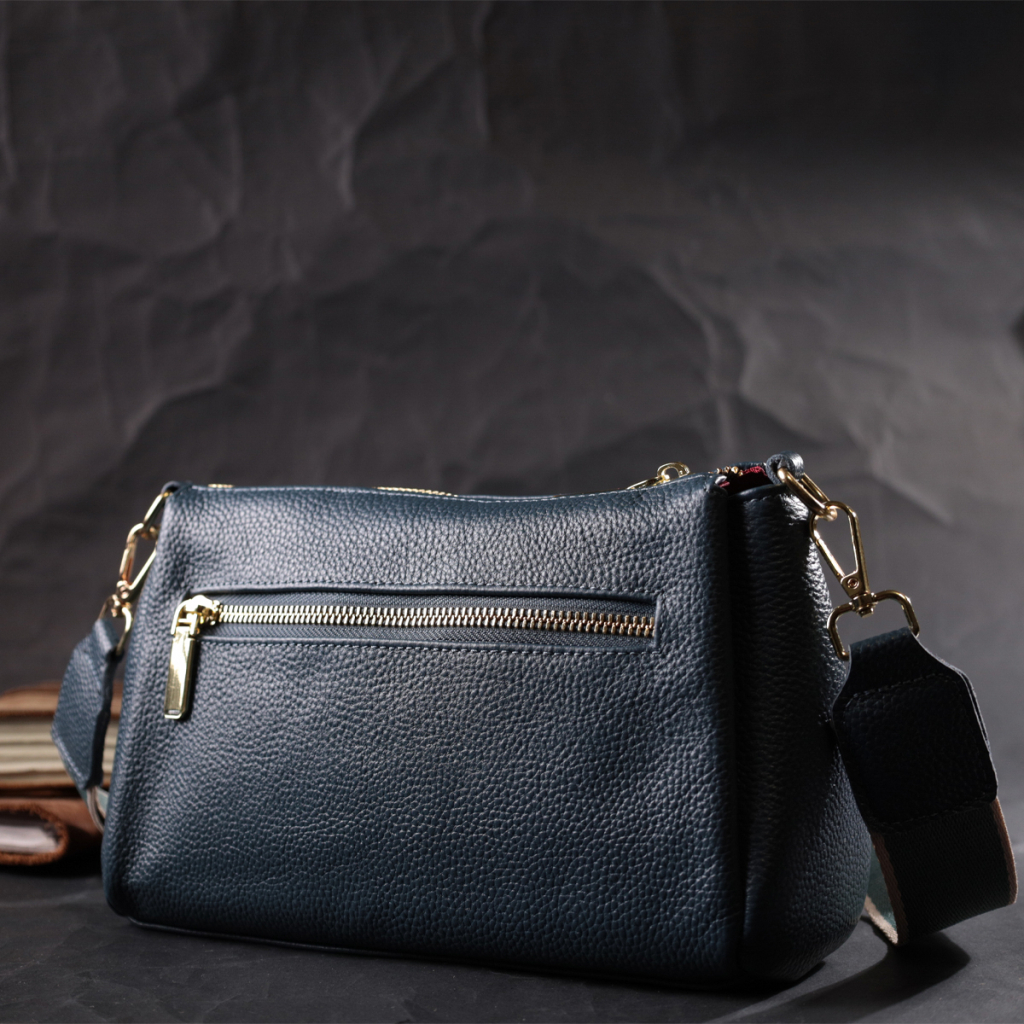 Сумка Vintage Жіноча практична через плече з натуральної шкіри Синя (22287) - зображення 8