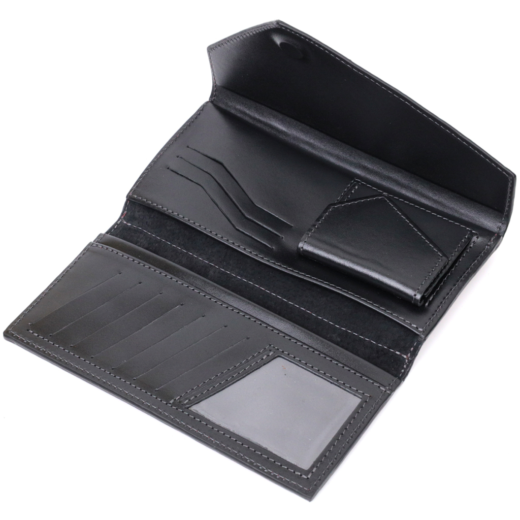 Гаманець Grande Pelle З монетницею зовні із натуральної шкіри Бордовий (11647) - зображення 6