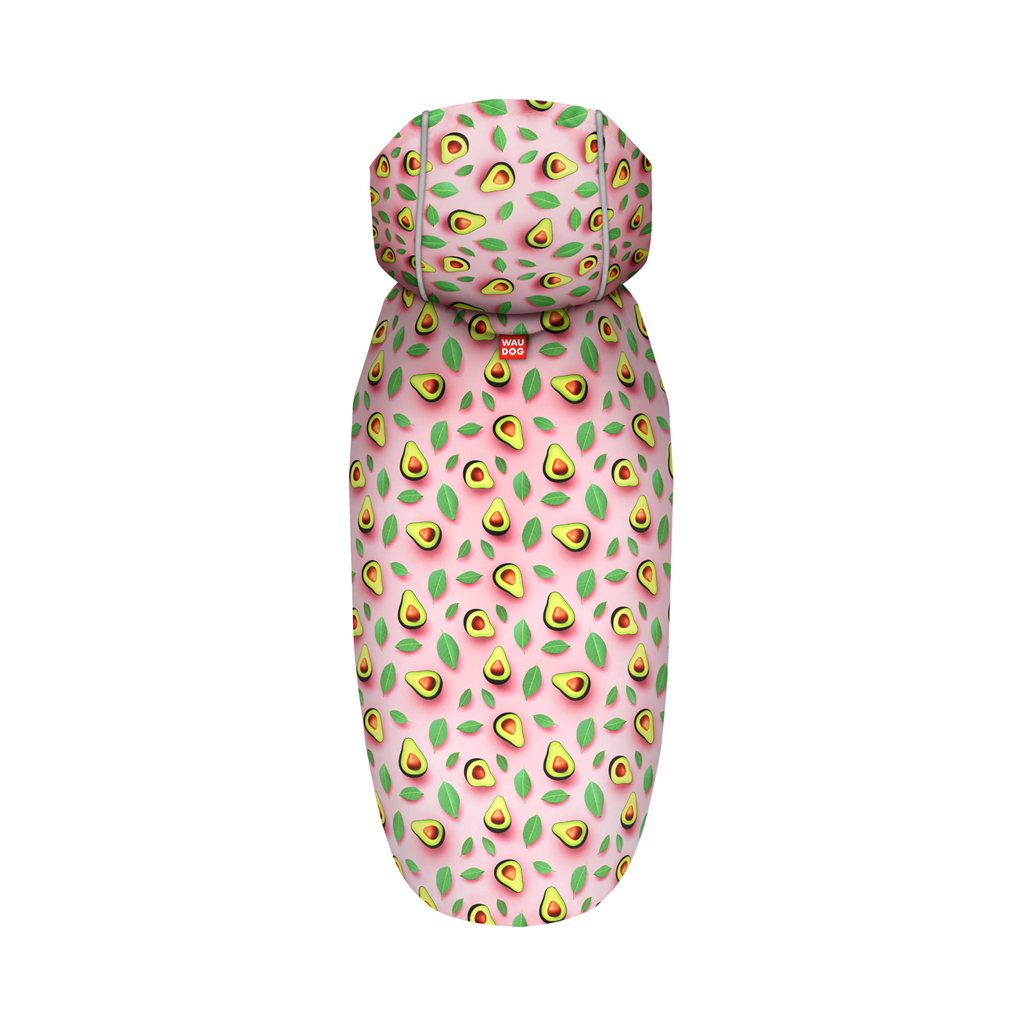 Дощовик для тварин WAUDOG Clothes Накидка з капюшоном Авокадо на рожевому XS (355-4051) - зображення 3