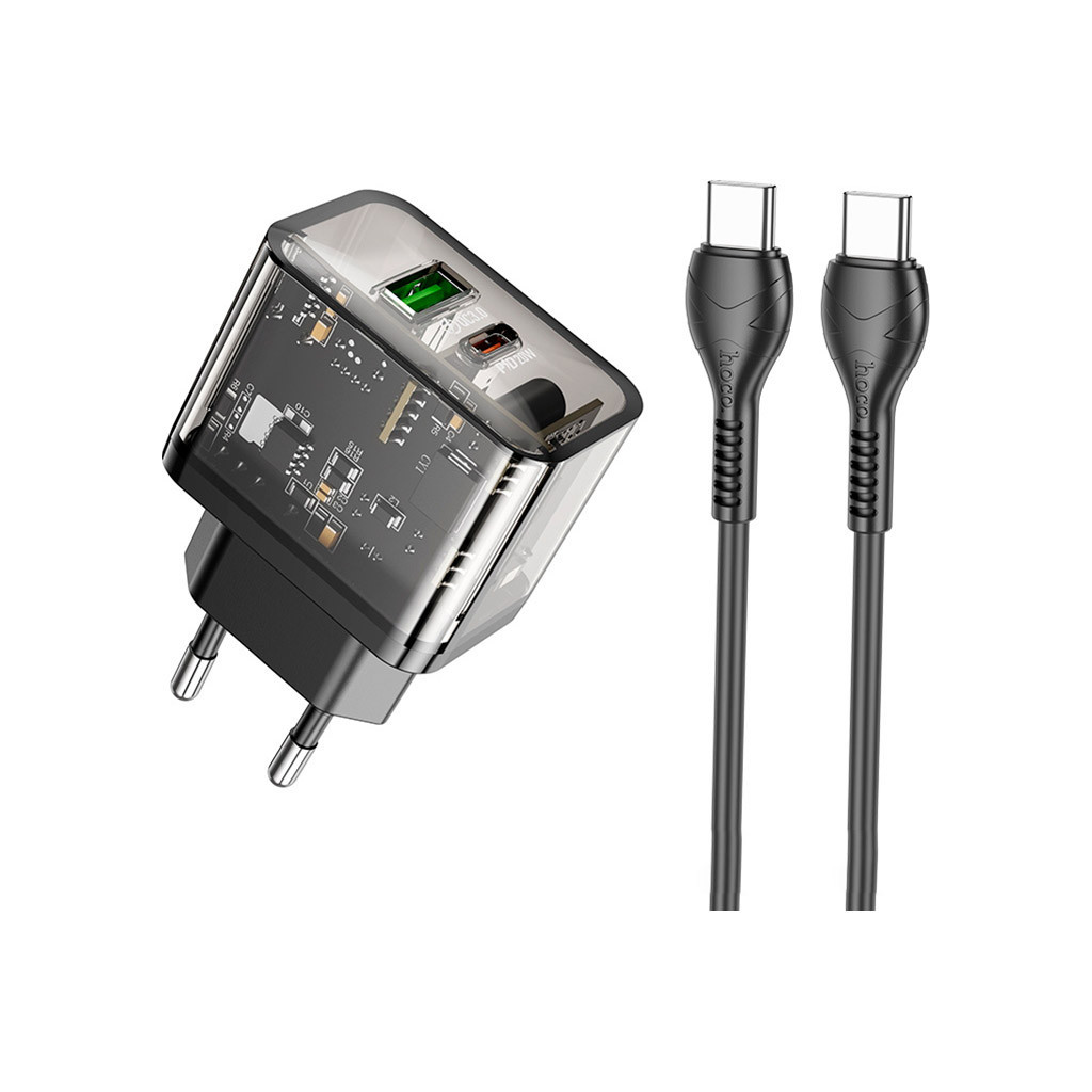 Зарядний пристрій HOCO N34 Dazzling dual-port Black (6931474799180) - зображення 2