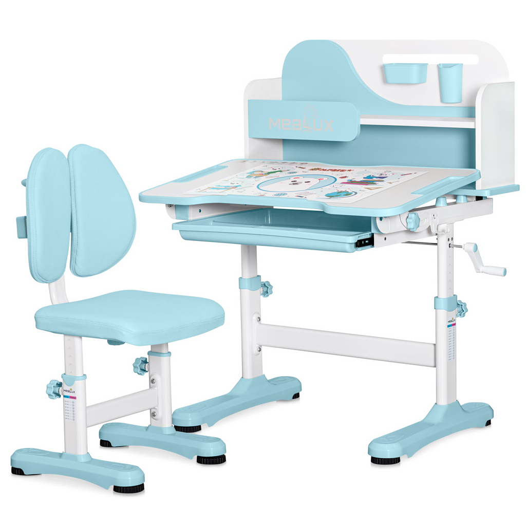 Парта зі стільцем Mealux Wave Blue (+ полиця) (BD-31 BL) - зображення 1