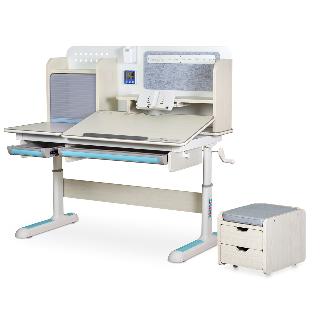 Парта Mealux Winnipeg Multicolor Plus MG Blue (BD-630 MG + BL з тумбою) - зображення 1