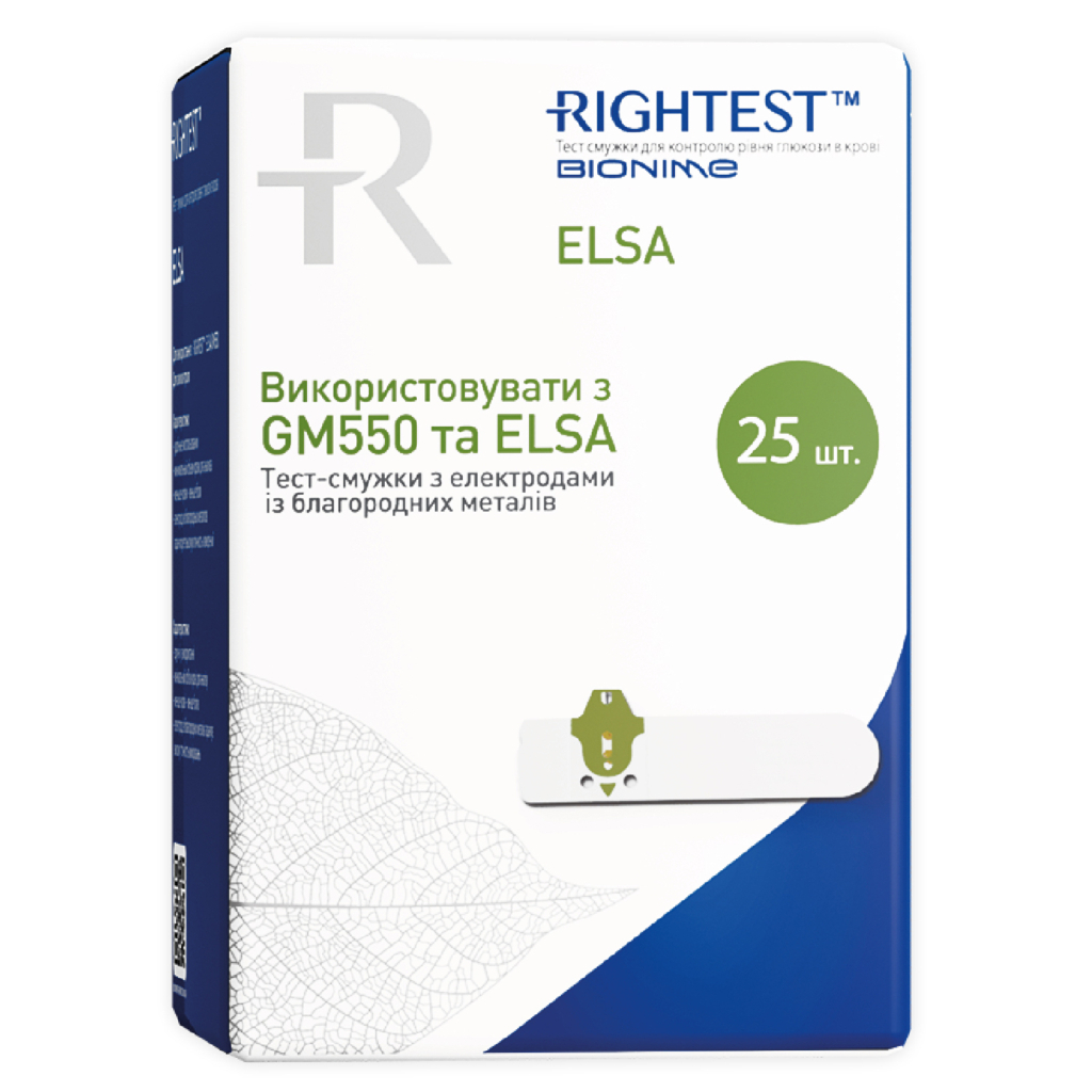 Тест-смужки для глюкометра Bionime Rightest Elsa 25 шт. (4710627337613) - зображення 1
