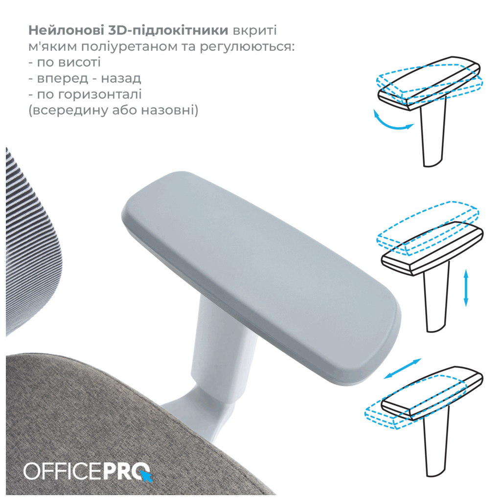 Офісне крісло OfficePro Wave OC599-G-G-G (OC599-G-G-G) - зображення 6