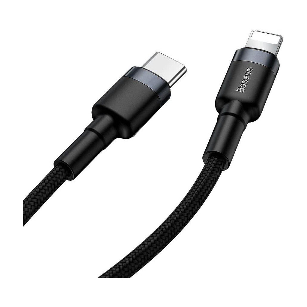 Дата кабель USB-C to Lightning 1.0m 18W 2.1A Cafule Black-Grey Baseus (CATLKLF-G1) - зображення 5