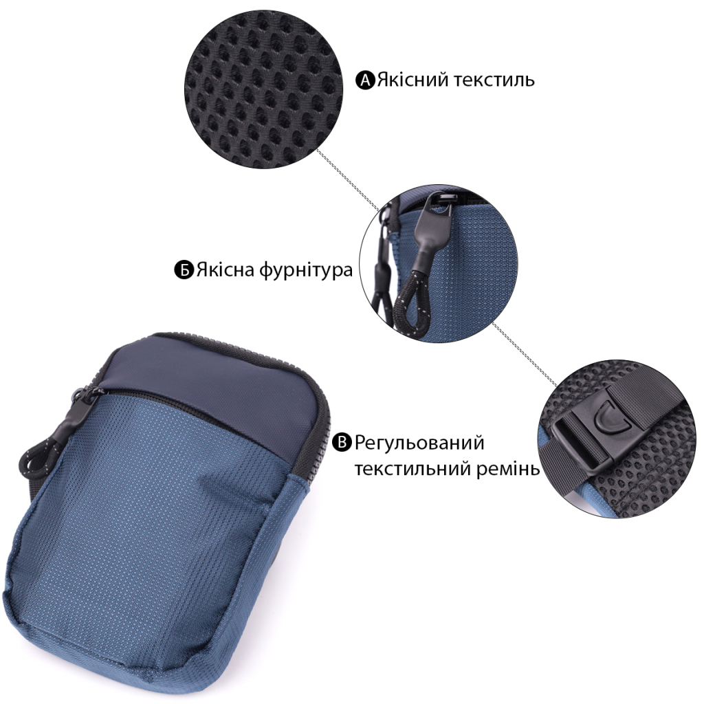 Сумка Vintage Для подорожей з текстилю Синя (22870) - зображення 4