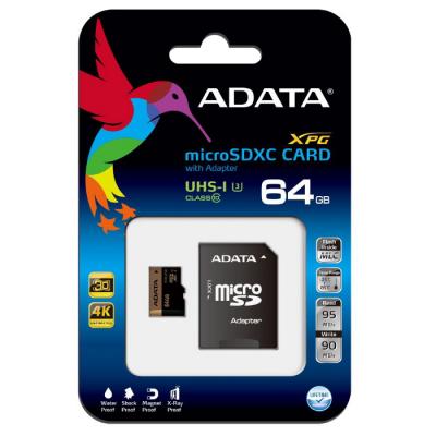 Карта пам'яті ADATA 64GB microSD class 10 XPG UHS-I U3 (AUSDX64GXUI3-RA1) - зображення 3