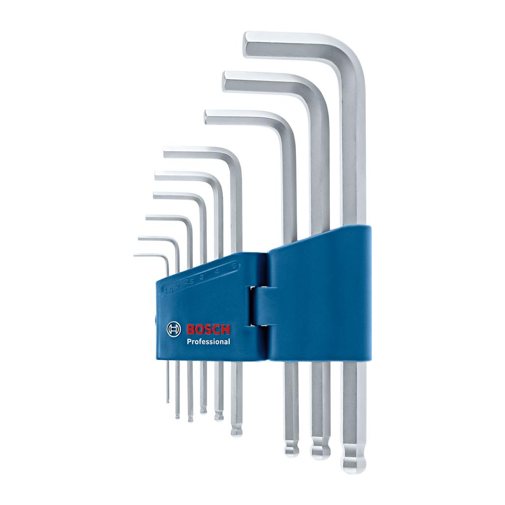 Ключ Bosch шестигранний, набір 9шт, кулястий наконечник (1.600.A01.TH5) - зображення 2