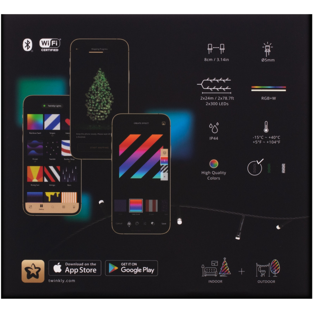 Гірлянда Twinkly Smart LED Strings RGBW 600, Gen II, IP44, довжина 48м, чорний (TWS600SPP-BEU) - зображення 5