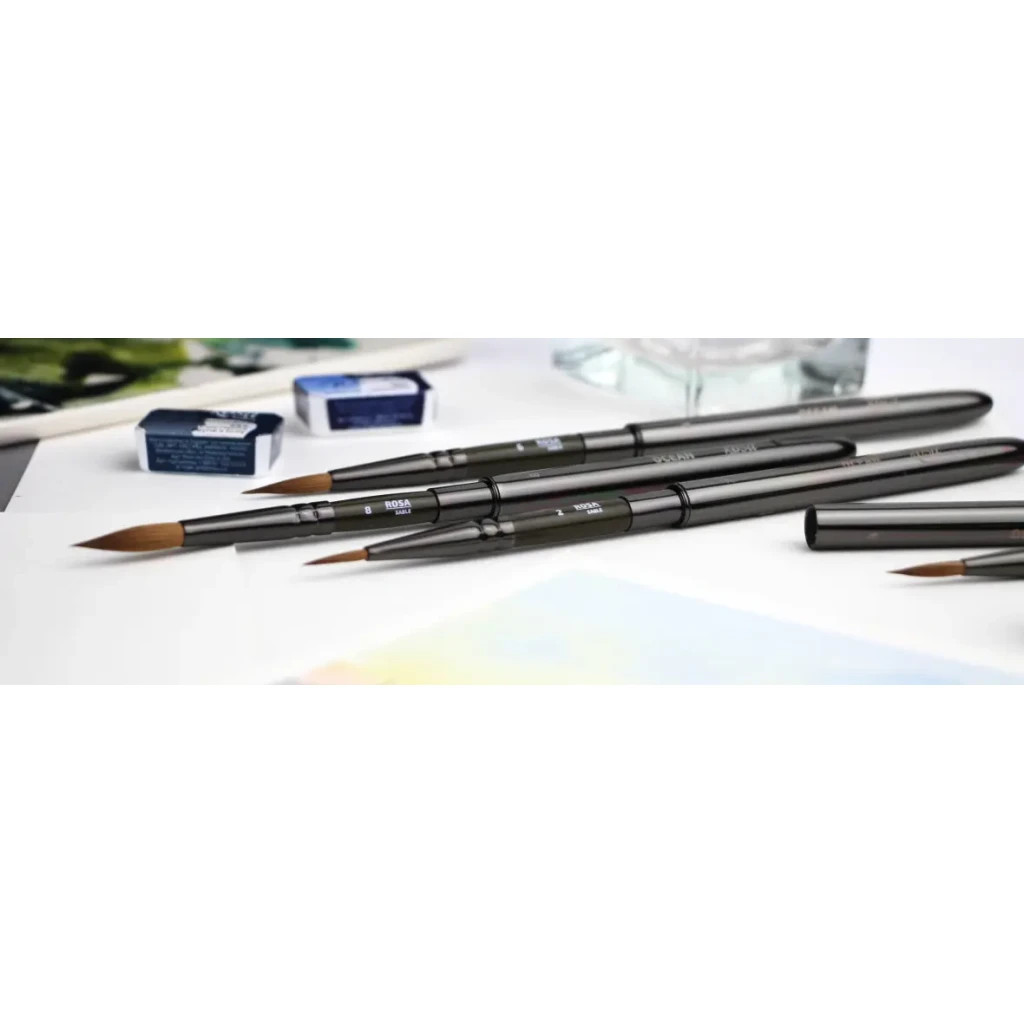 Пензлик для малювання Rosa Соболь круглий, TRAVEL BRUSH, OCEAN 168, № 8 (4823098516880) - изображение 4
