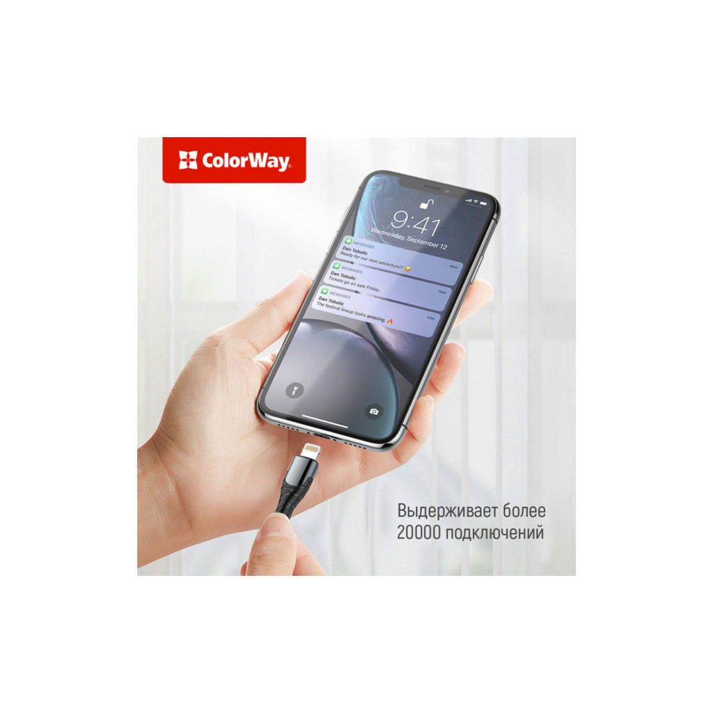 Дата кабель USB-C to Lightning 2.0m ColorWay (CW-CBPDCL036-GR) - изображение 5