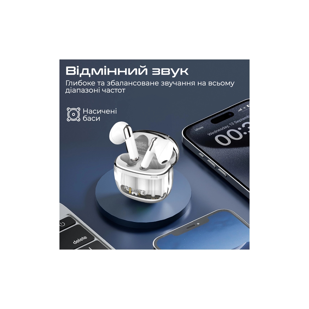 Навушники Promate TransPods White (transpods.white) - зображення 4