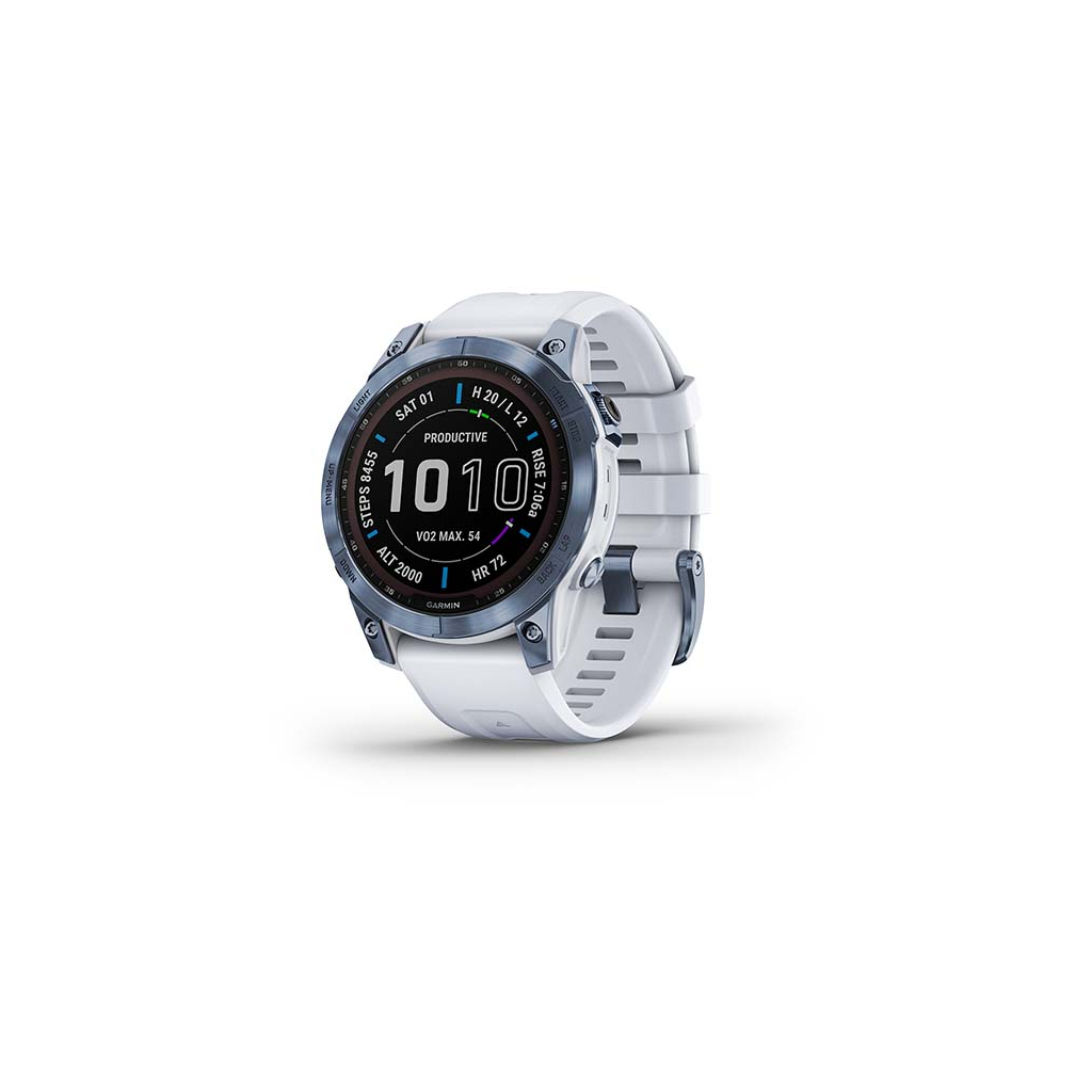 Смарт-годинник Garmin fenix 7 Sapph Solar, Mineral Blue Ti w/ Whitestone Band, GPS (010-02540-25) - зображення 1