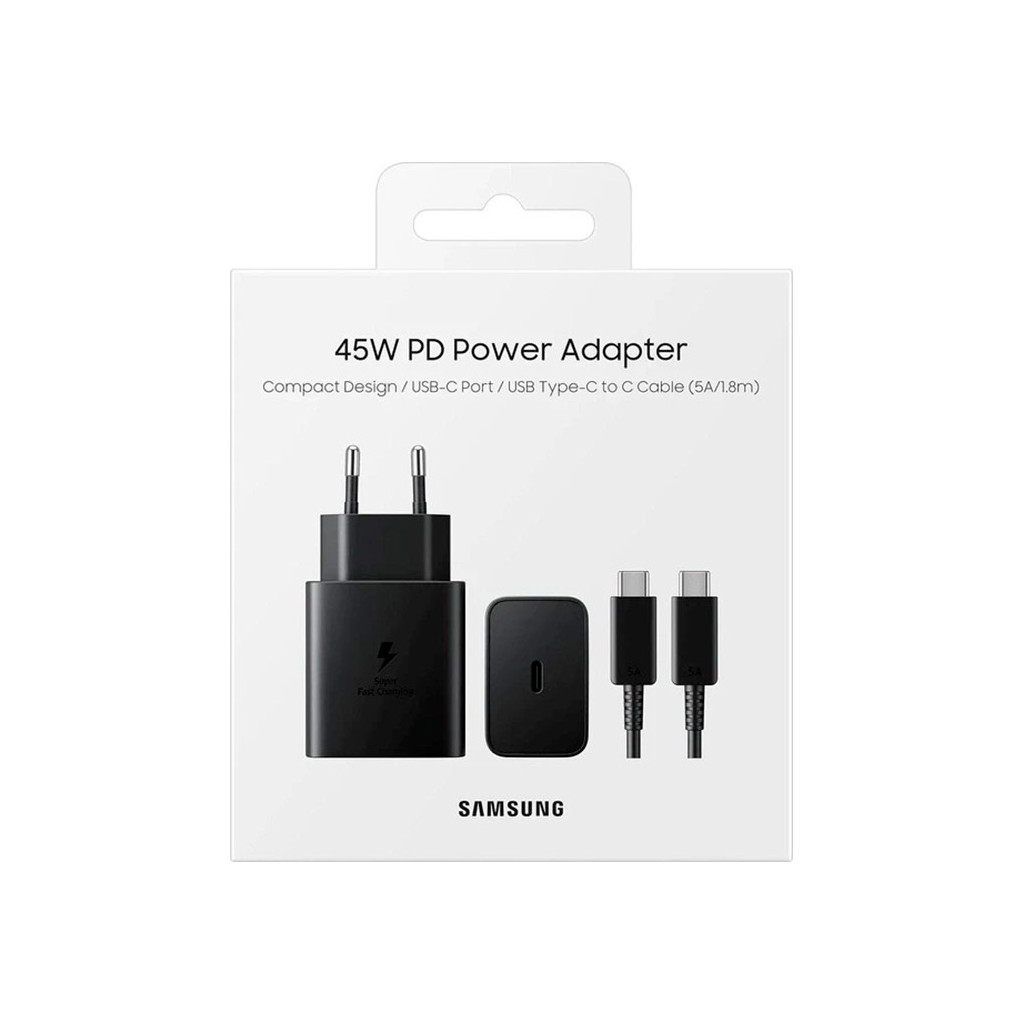 Зарядний пристрій Samsung 45W Compact Power Adapter (w C to C Cable) Black (EP-T4511XBEGEU) - зображення 5