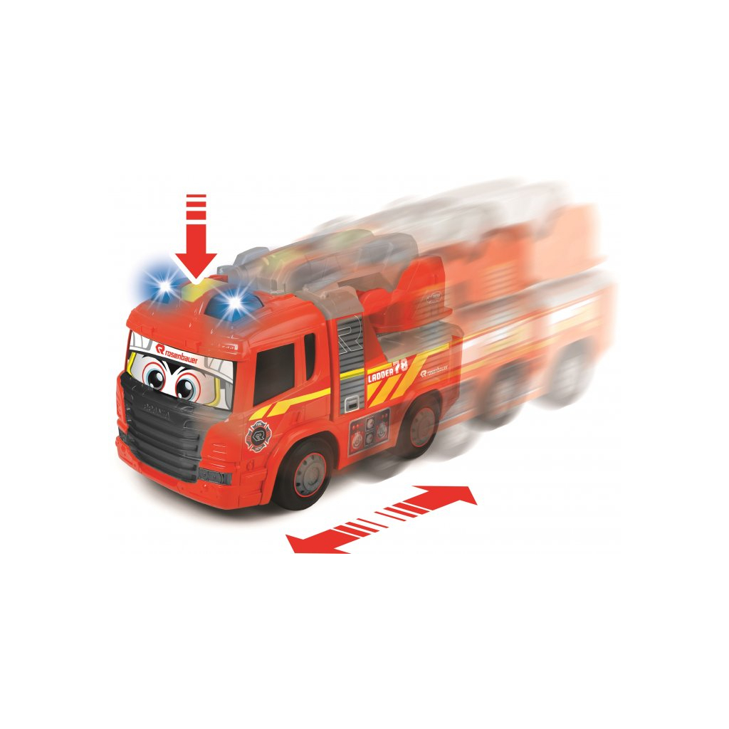 Спецтехніка Dickie Toys Пожежна машина Хеппі Сканія зі світловими та звуковими ефектами 25 см (3814016) - зображення 4