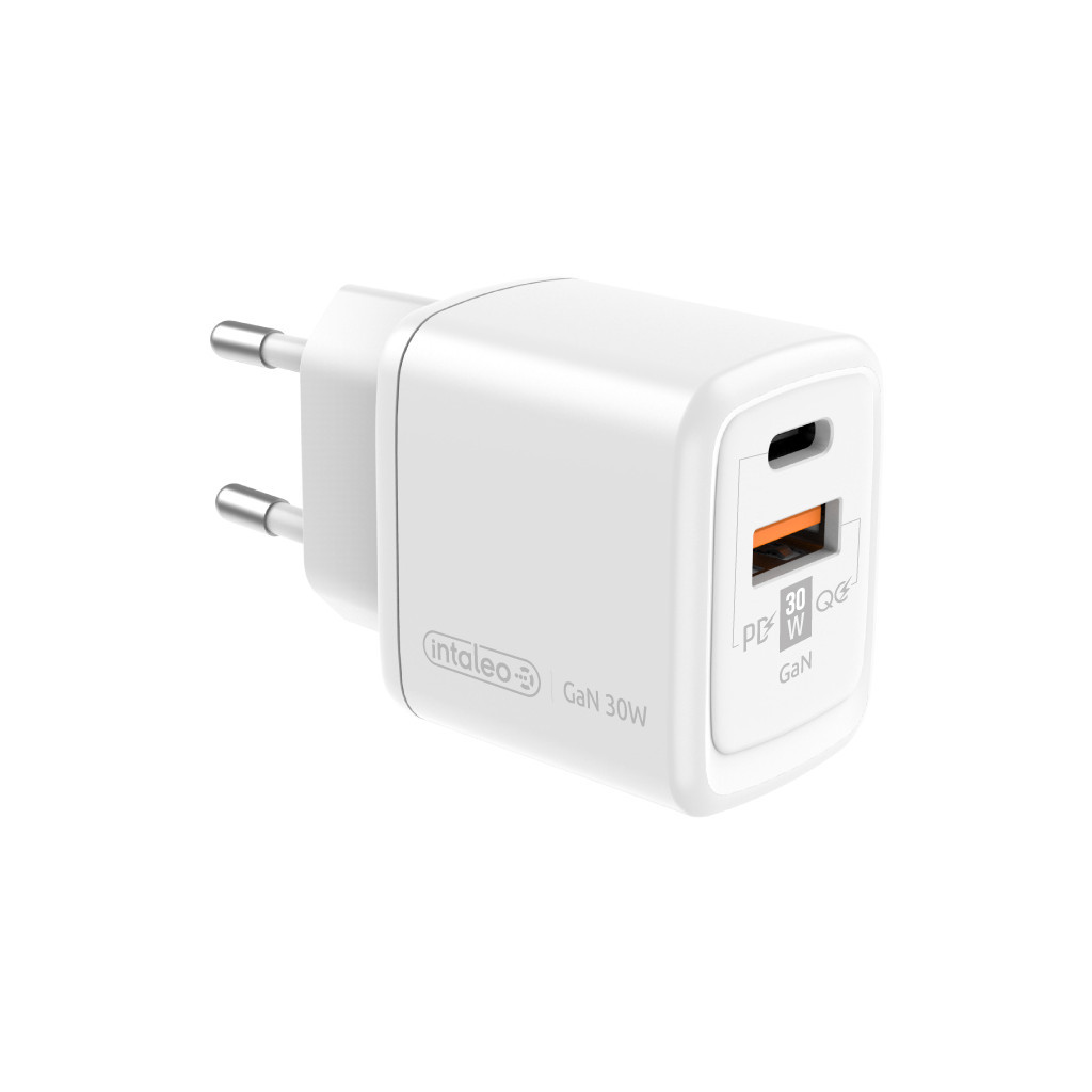 Зарядний пристрій Intaleo 30W GAN USB-C PD+USB-A QC 3.0 white (1283126578274) - зображення 1
