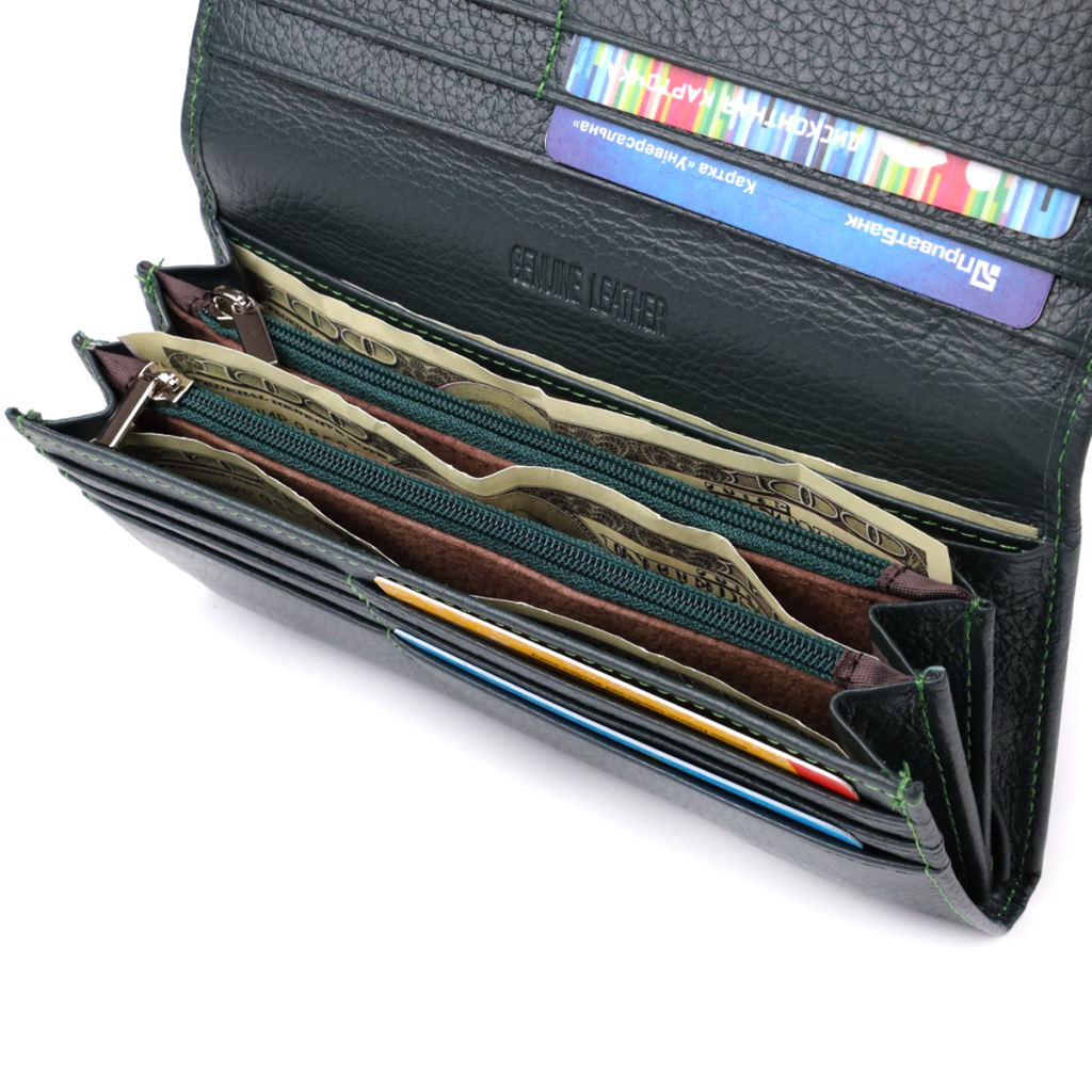 Гаманець ST Leather З натуральної шкіри Зелений (23086) - зображення 6