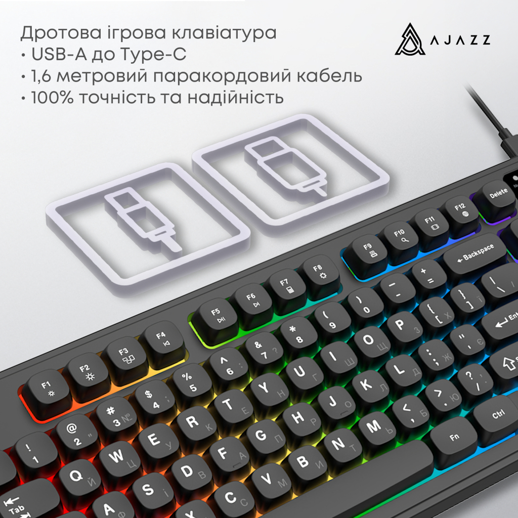 Клавіатура Ajazz AF98 USB UA Black (AF98-B) - зображення 7