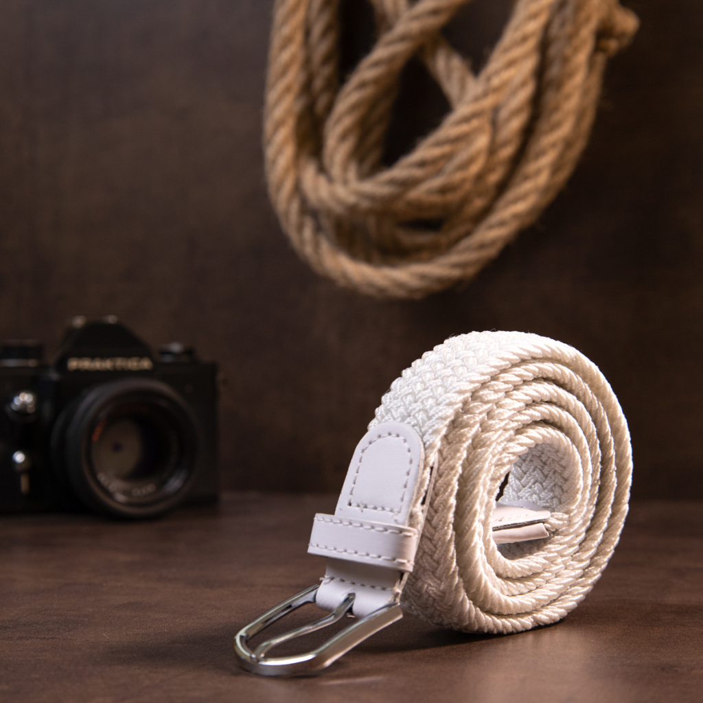 Ремінь Vintage Текстильний жіночий Білий (20545) - зображення 7