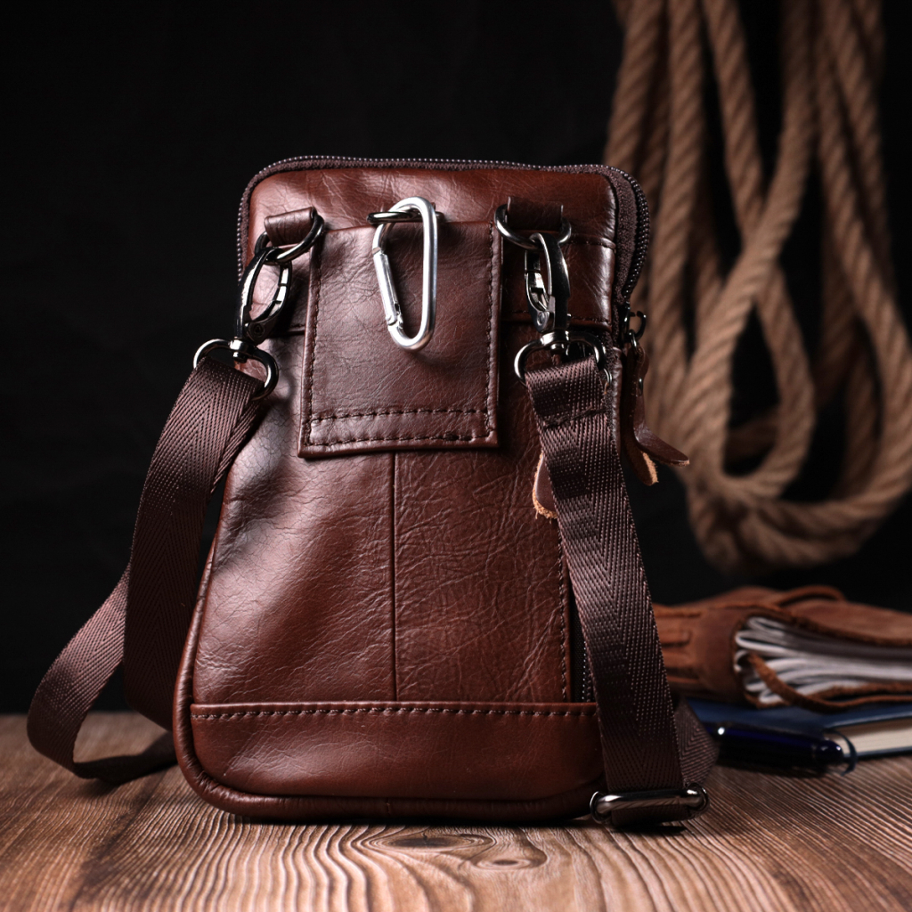 Сумка Vintage На пояс з натуральної шкіри Коричнева (22564) - зображення 7