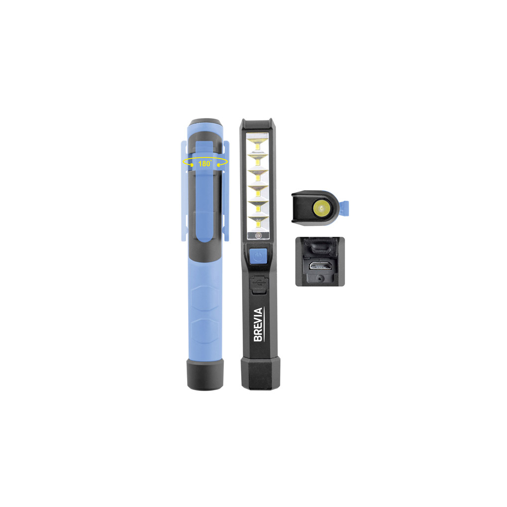 Ліхтар Brevia LED Pen Light 6SMD+1W LED, 150lm, 900mAh, microUSB, блістер (11210) - зображення 2