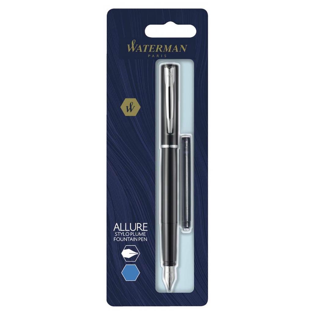 Ручка пір'яна Waterman ALLURE Black CT  FP F блістер (13 311b) - зображення 3