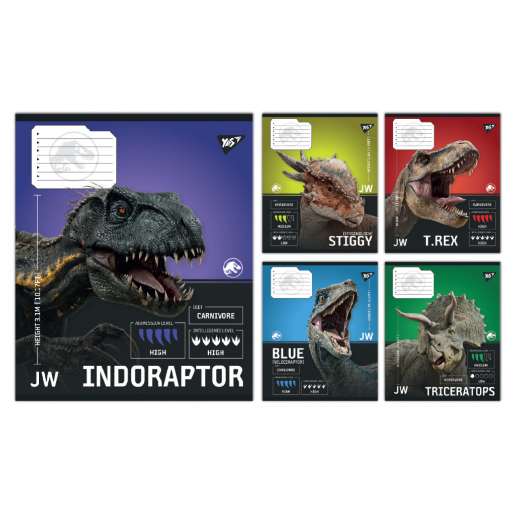 Зошит Yes JURASSIC WORLD Strength and Power А5 24 аркушів клітинка (767668) - зображення 1