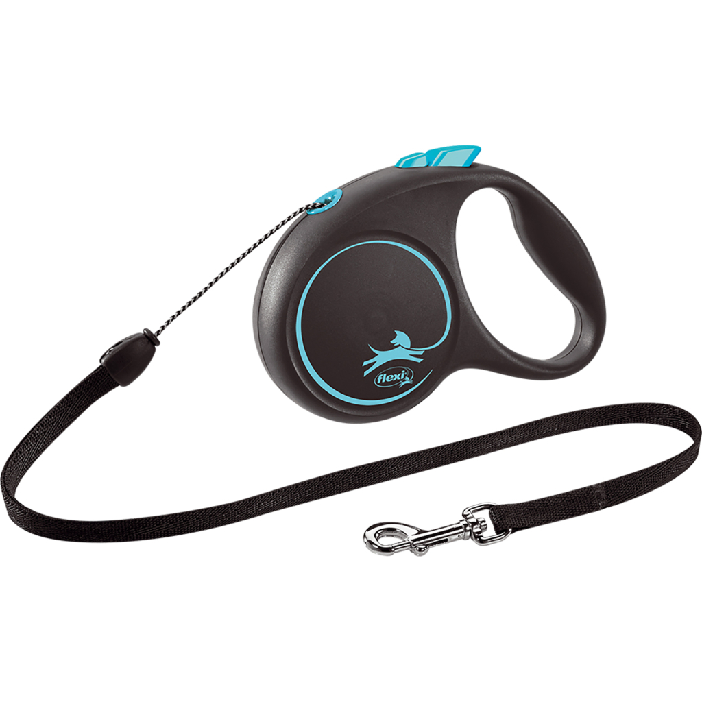 Повідець для собак Flexi Black Design S трос 5 м (блакитний) (4000498033333) - зображення 1