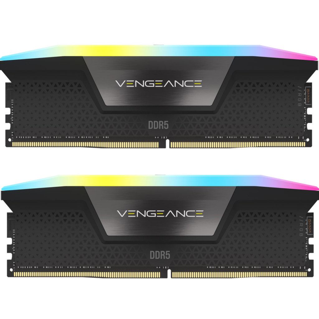 Модуль пам'яті для комп'ютера DDR5 48GB (2x24GB) 6000 MHz Vengeance RGB Black Corsair (CMH48GX5M2B6000C30) - зображення 1