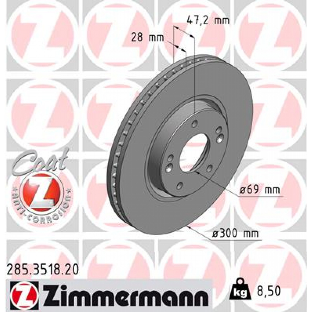 Гальмівний диск ZIMMERMANN 285.3518.20 - зображення 1