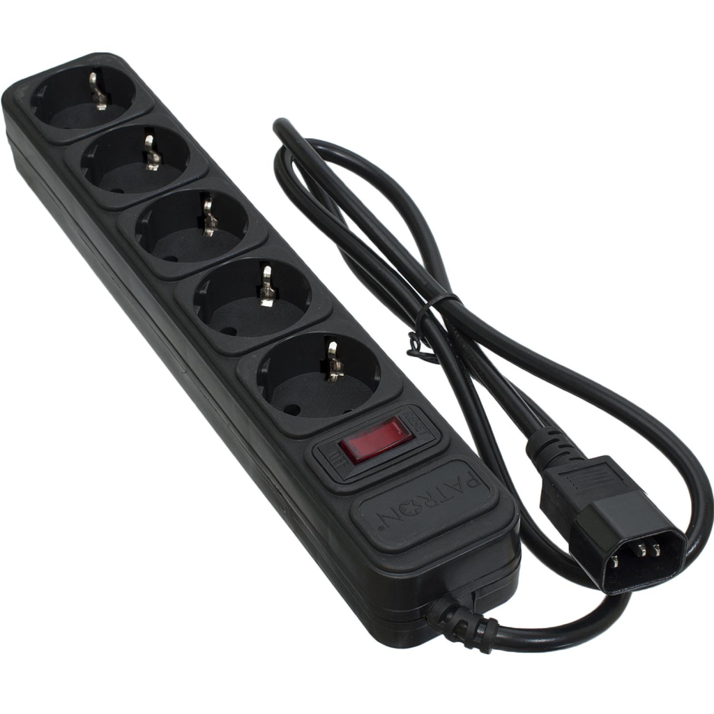 Мережевий фільтр живлення Patron 1 m3*1mm2 (SP-1053U) 5 розеток BLACK (EXT-PN-SP-1053U) - зображення 1