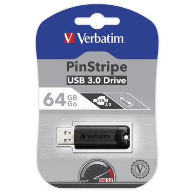 USB флеш накопичувач Verbatim 64GB PinStripe Black USB 3.0 (49318) - зображення 5