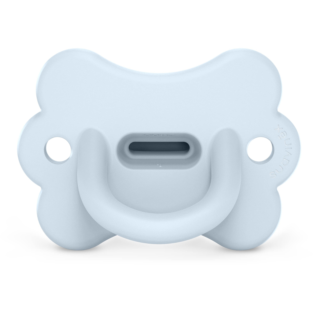 Пустушка Suavinex Colour Essence фізіологічна у формі метелика, 0-6 місяців, блакитна (308912) - зображення 1