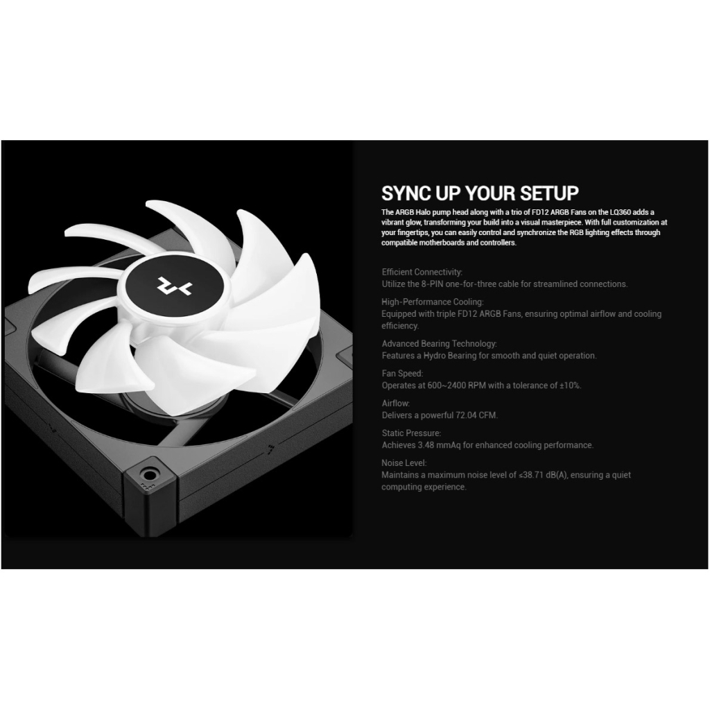 Система рідинного охолодження Deepcool LQ360 Black (R-LQ360-BKLSMW-G-1) - зображення 10
