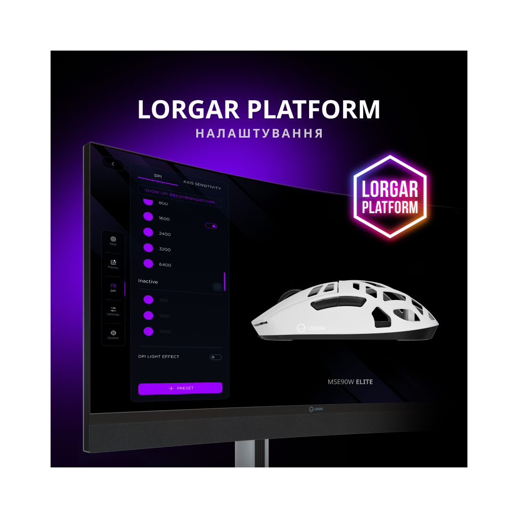Мишка Lorgar Elite MSE90W Wireless/Bluetooth White (LRG-MSE90W-WH) - зображення 6