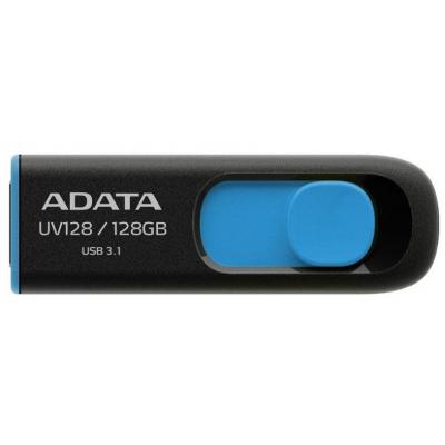 USB флеш накопичувач ADATA 128GB UV128 Black/Blue USB 3.1 (AUV128-128G-RBE) - зображення 1