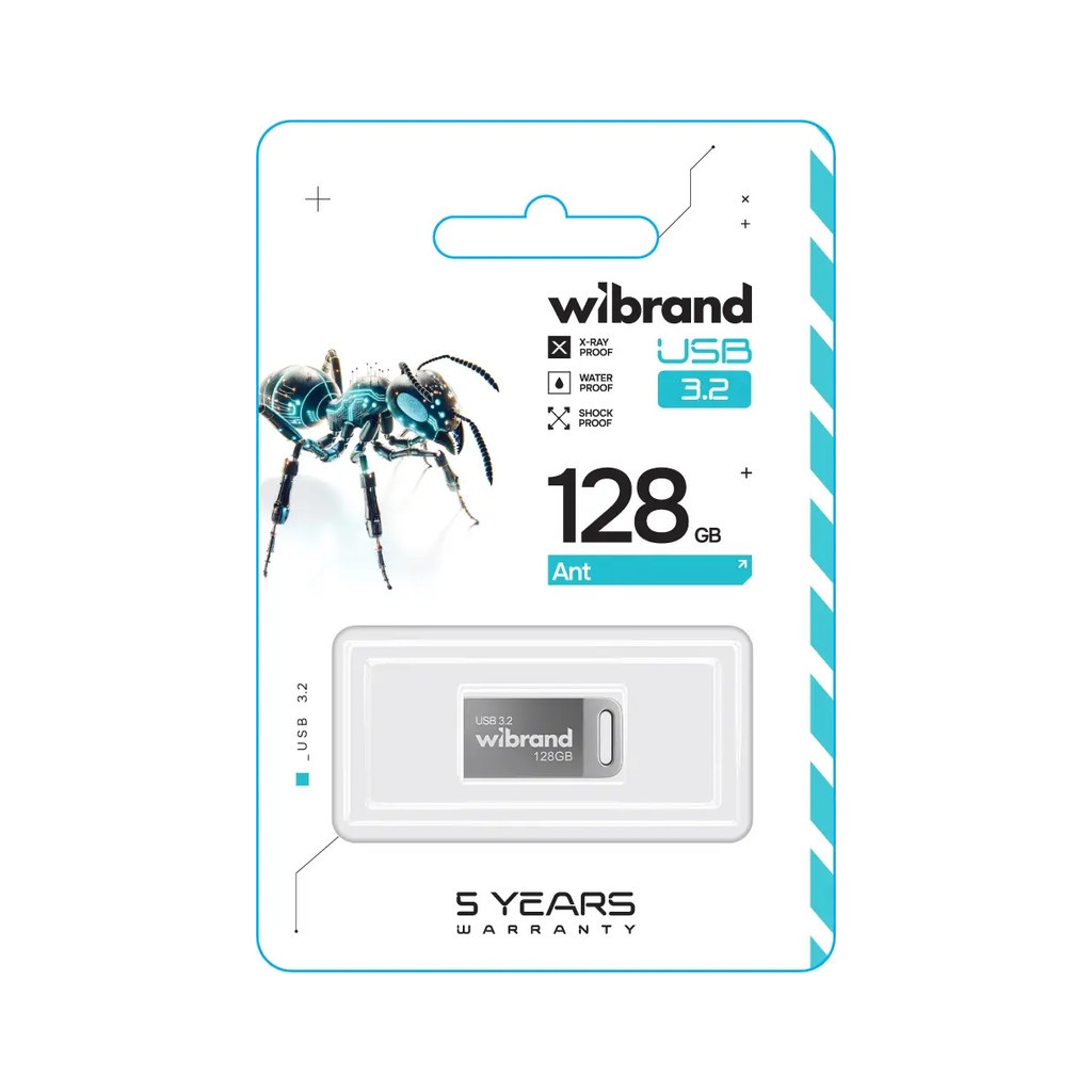 USB флеш накопичувач Wibrand 128GB Ant Silver USB 3.2 Gen 1 (USB 3.0) (WI3.2/AN128M4S) - зображення 2