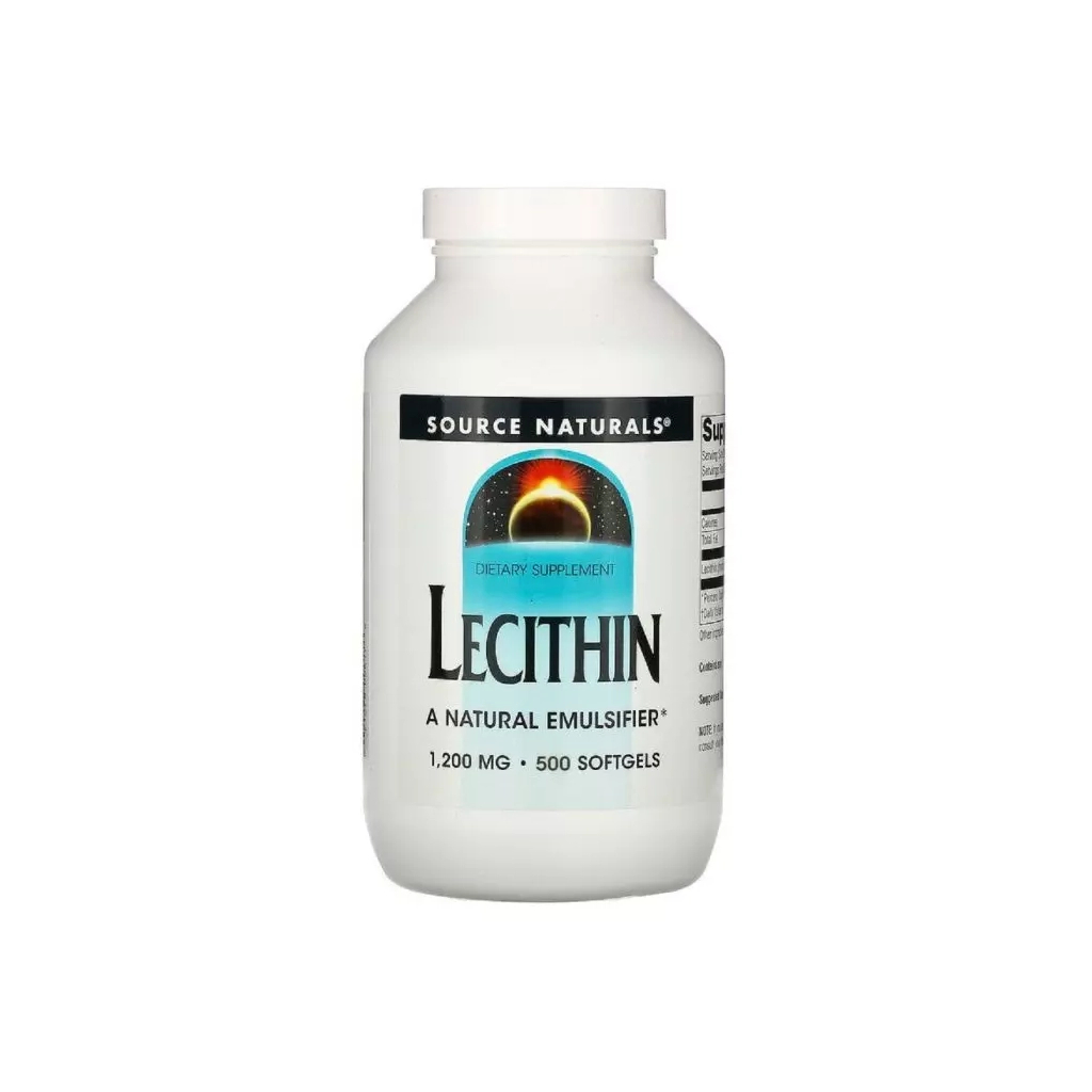 Амінокислота Source Naturals Лецитин, 1200мг, Lecithin, 500 желатинових капсул (SN0618) - зображення 1