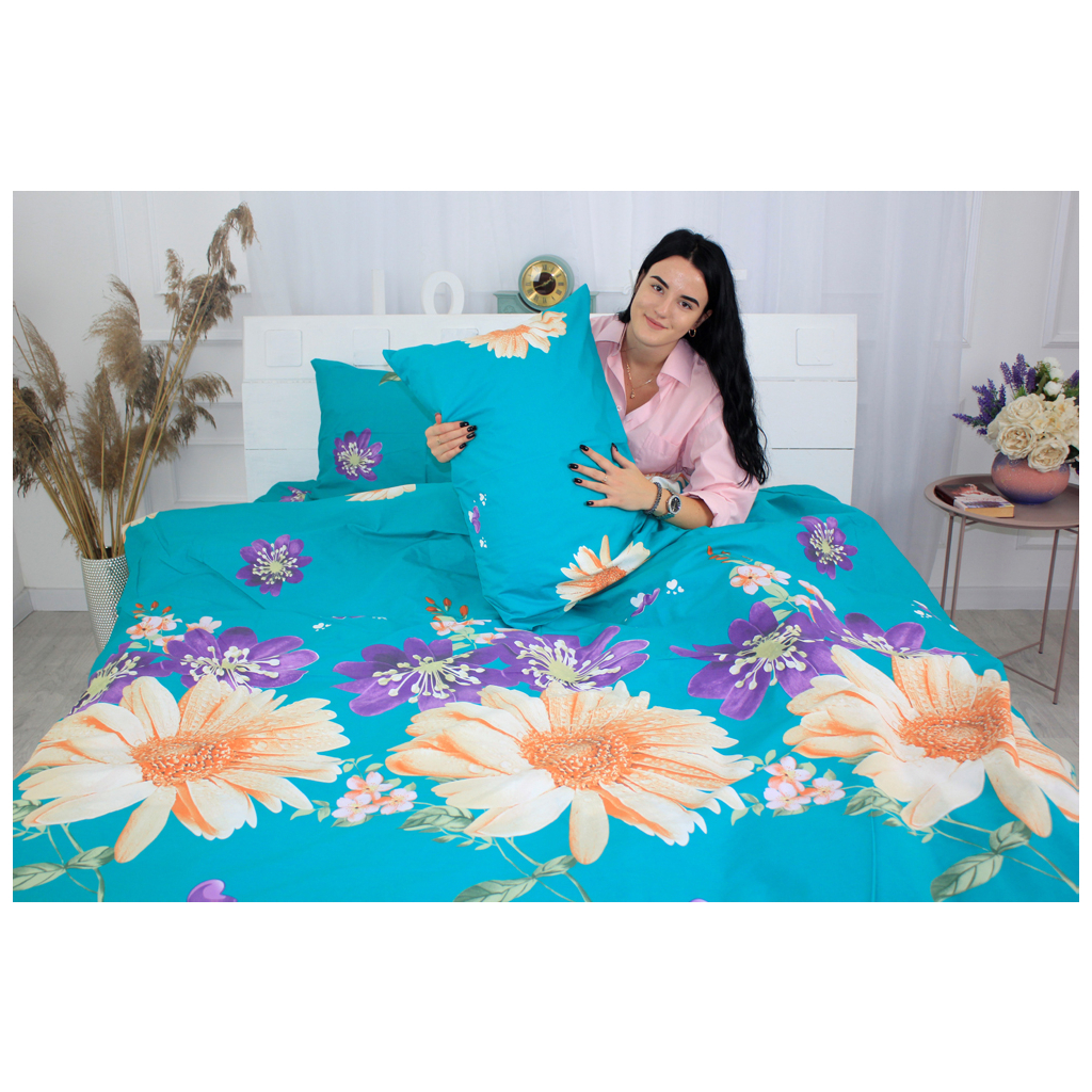 Постільна білизна MirSon Бязь Premium 17-0430 Green field Євро (2200002949255) - зображення 4