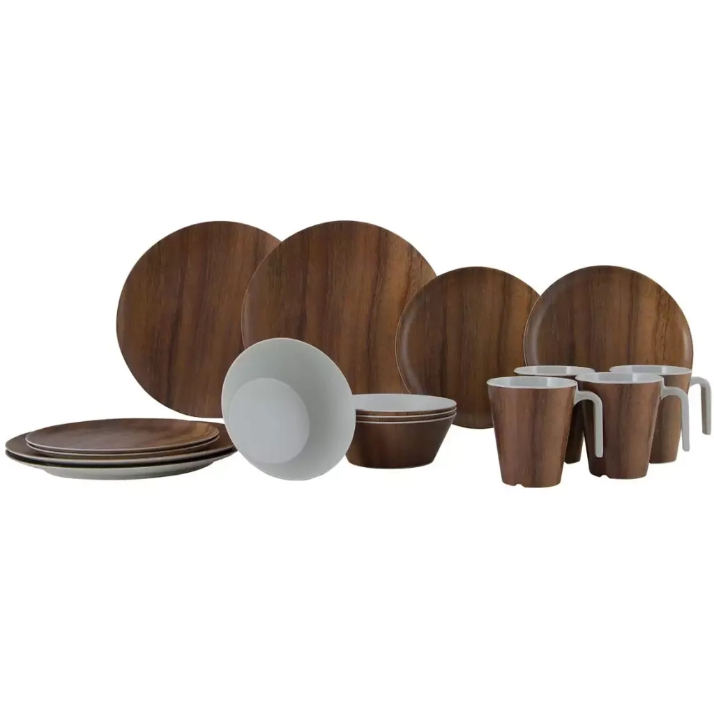 Набір туристичного посуду Gimex Tableware Nature 16 Pieces 4 Person Wood (6913100) - зображення 1